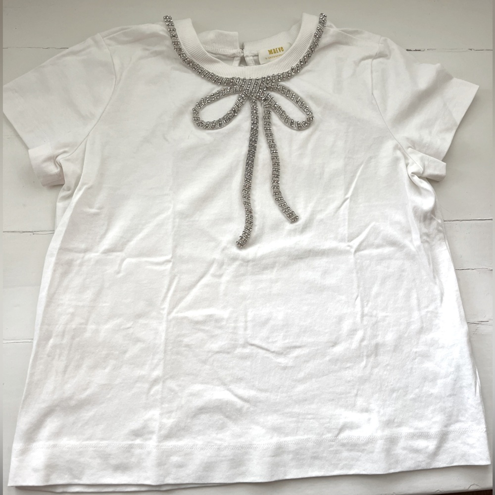 Anthropologie Embellished Bow Tee